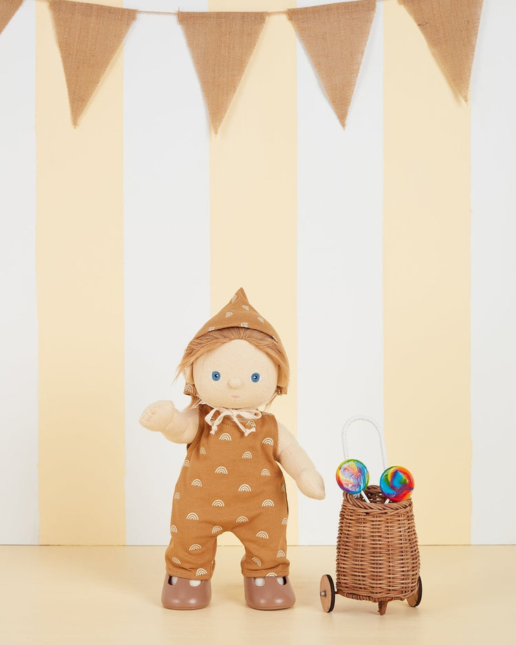 Little olli ella play dinkum rolo romper set in fawn