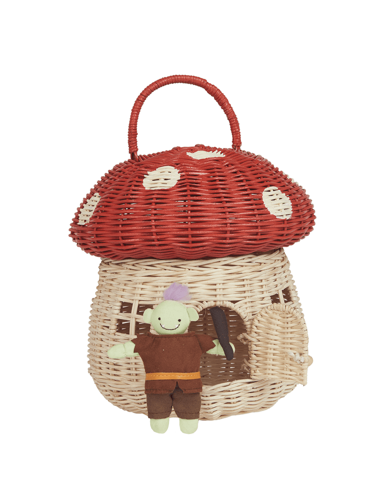 Little olli ella room rattan mushroom basket in red