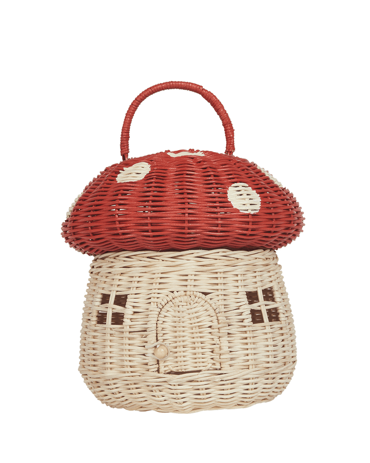 Little olli ella room rattan mushroom basket in red