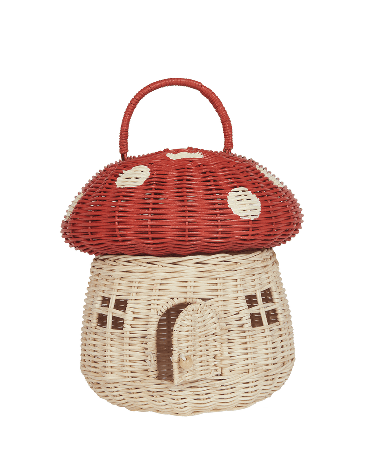 Little olli ella room rattan mushroom basket in red