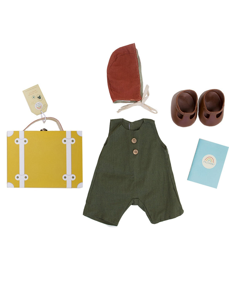 Little olli ella usa play dinkum doll travel togs in mustard