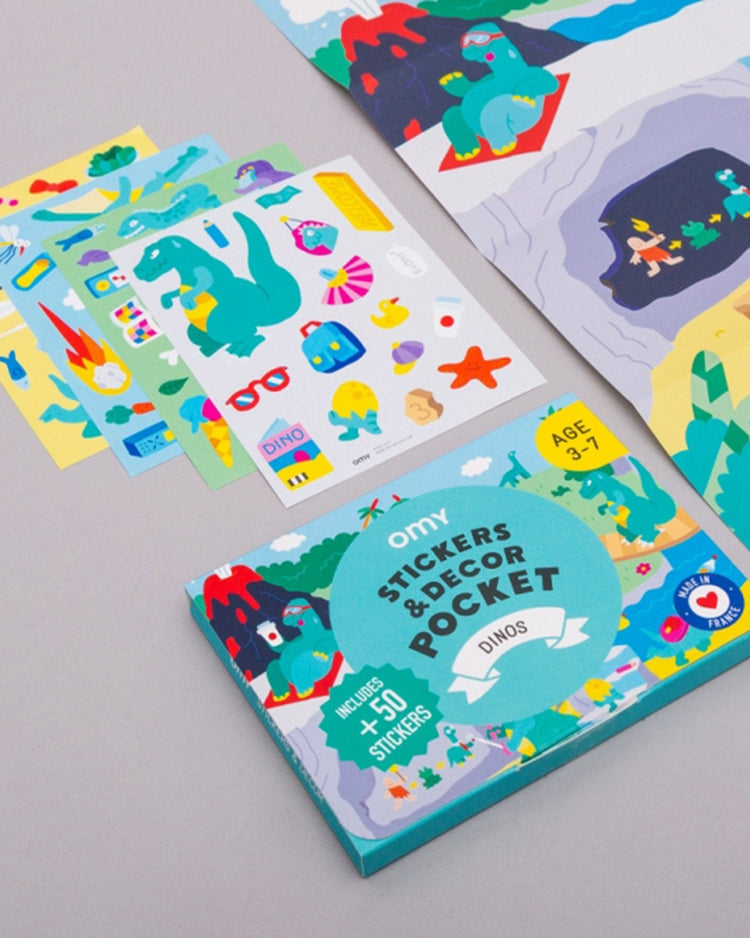 Little omy play dinos sticker pocket