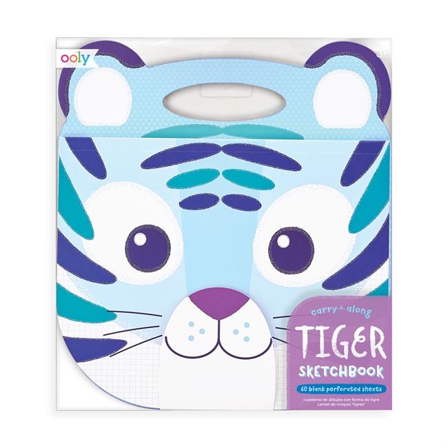 A ooly carry along sketchbook - tiger with a blue background and 100gsm pages for your inspiration.