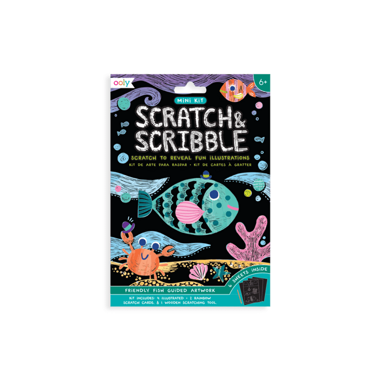 ooly Mini Scratch & Scribble Art Kit: Friendly Fish - 7 Piece Set play Little