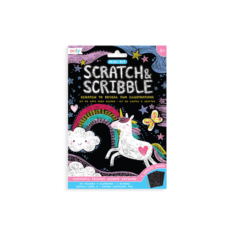Mini Scratch & Scribble Art Kit: Funtastic Friends - 7 Piece Set