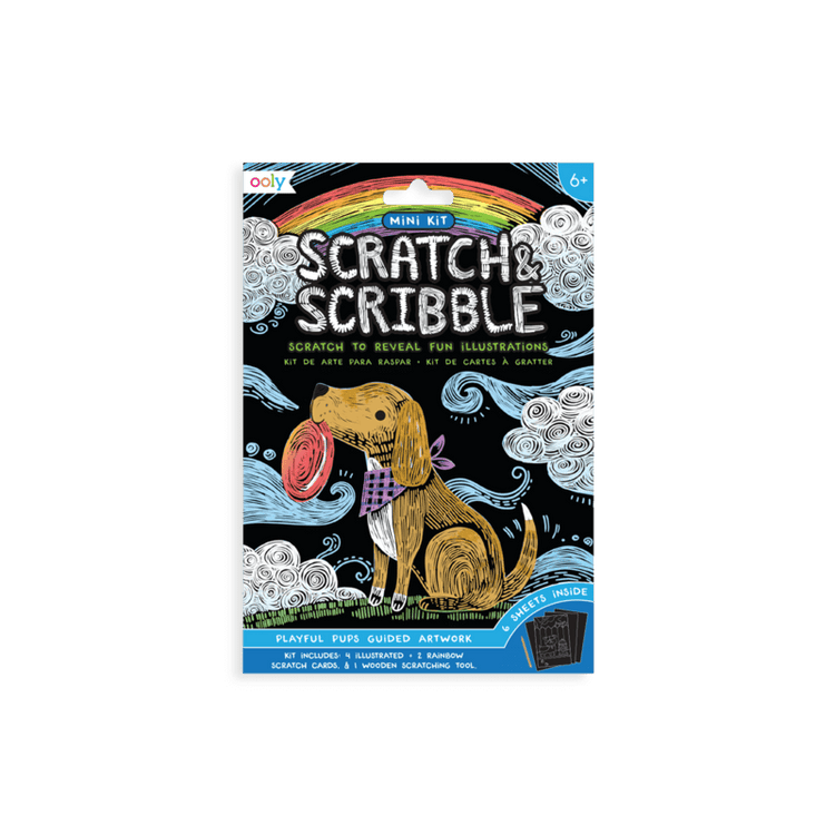Mini Scratch & Scribble Art Kit: Playful Pups - 7 Piece Set