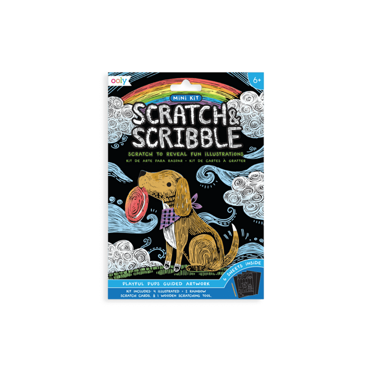 ooly Mini Scratch & Scribble Art Kit: Playful Pups - 7 Piece Set play Little