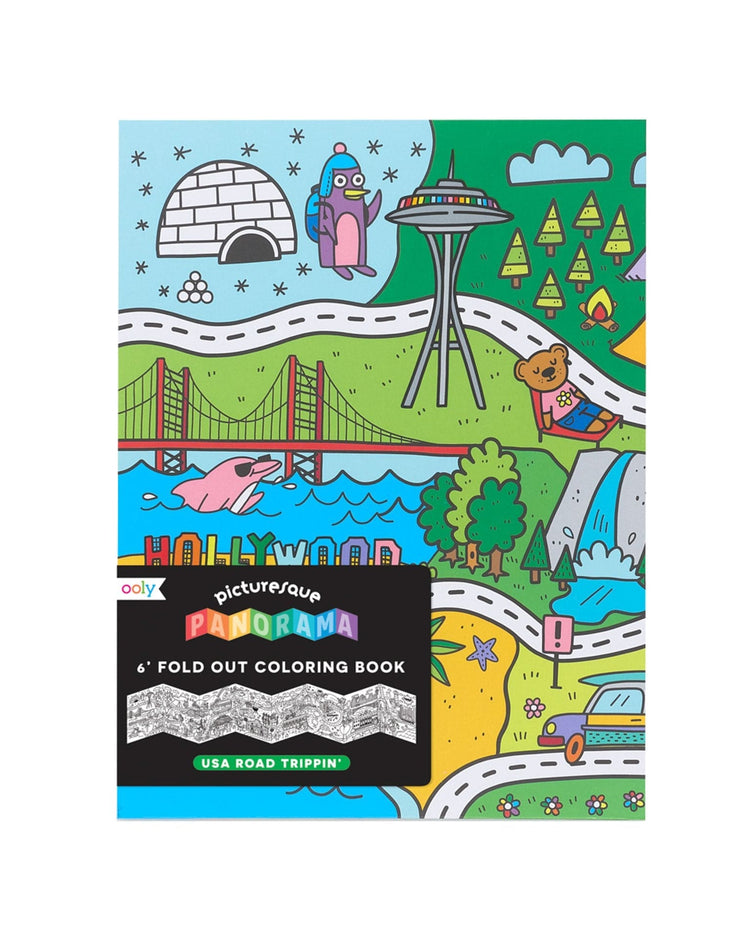 Little ooly play picturesque panorama coloring book - usa road trippin'