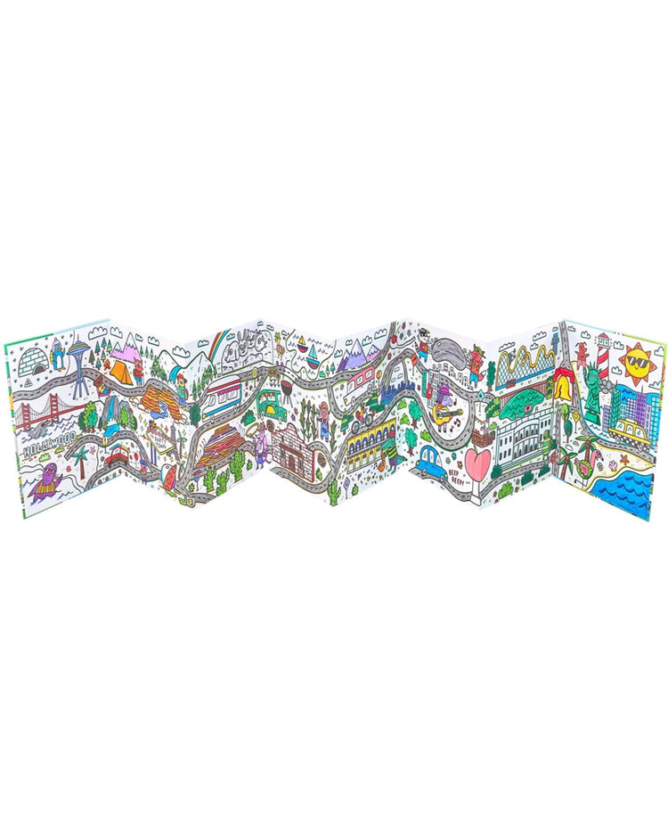 Little ooly play picturesque panorama coloring book - usa road trippin'