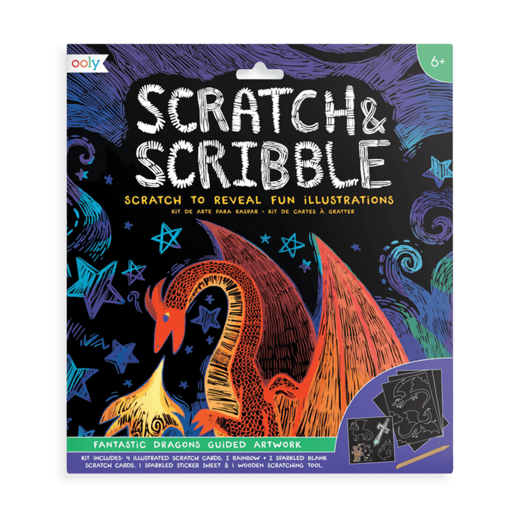 ooly Scratch & Scribble - Fantastic Dragons - 10 Piece Set play Little