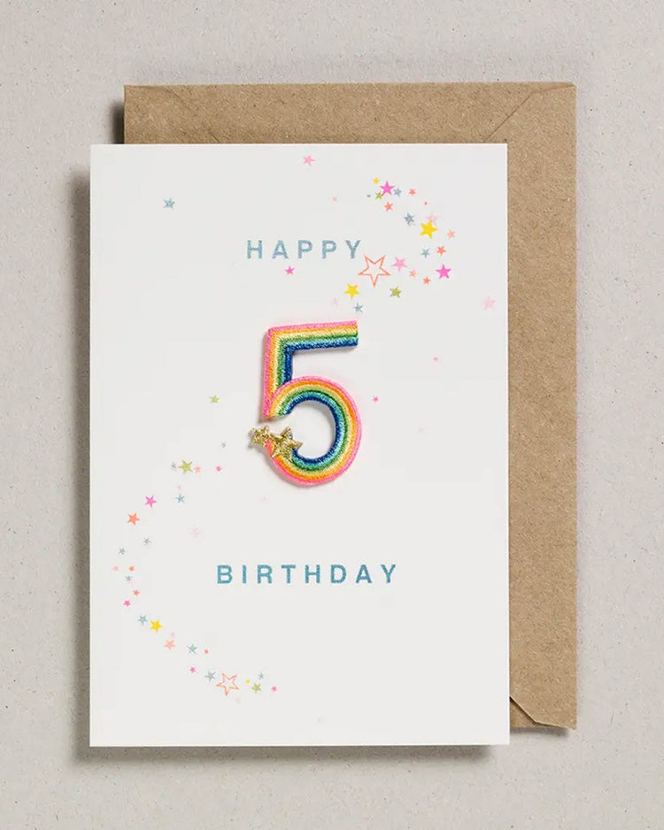 Little petra boase paper + party rainbow 5 iron on patch card