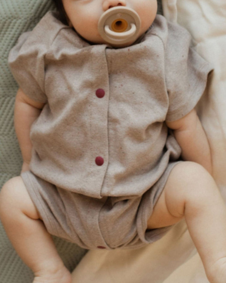 Little pretty please teethers baby accessories modern pacifier in warm taupe