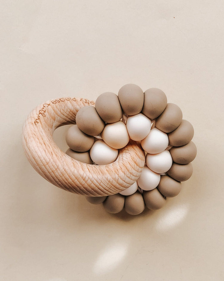 Little pretty please teethers baby accessories reed teething ring in warm taupe