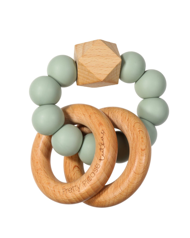 Little pretty please teethers baby accessories sawyer xl teething rattle in eucalyptus