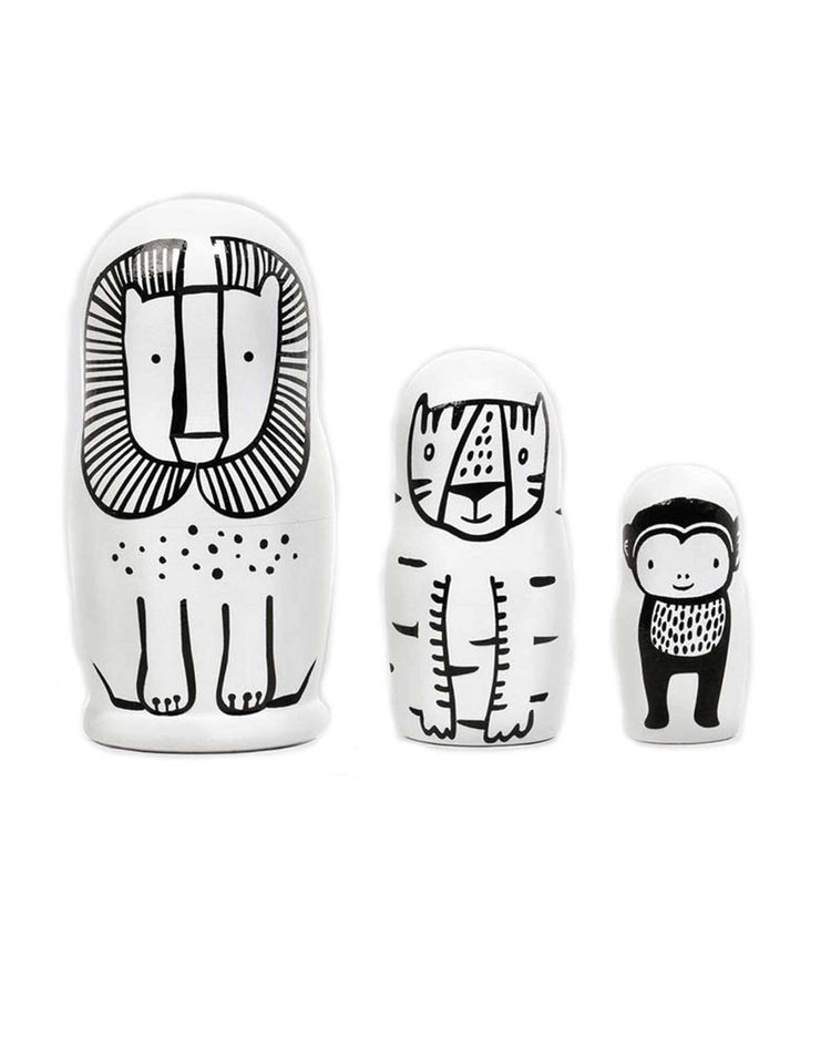 Little wee gallery play nesting dolls in wild animals