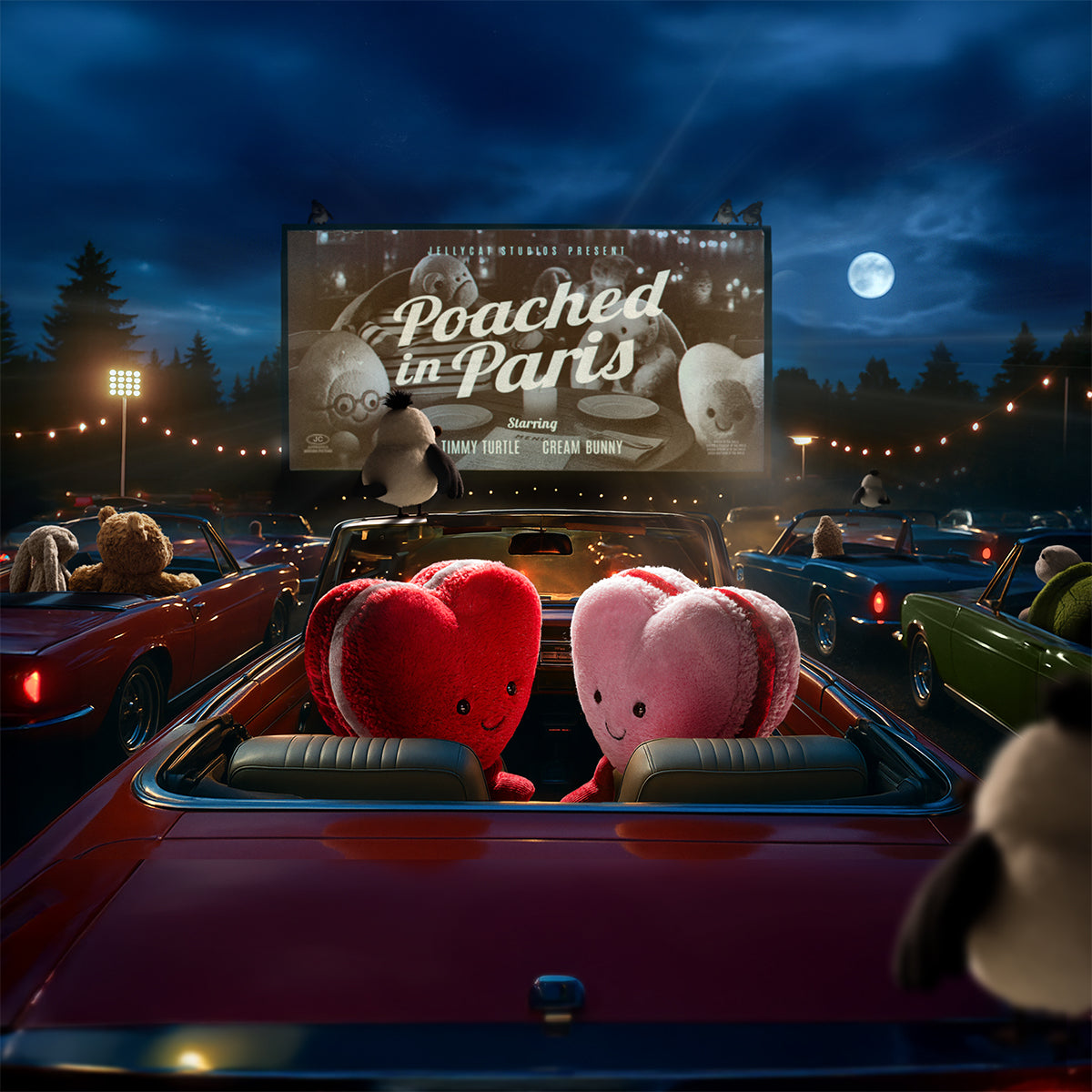 A group of stuffed toys.