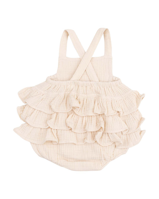 muslin white swan ruffle sunsuit