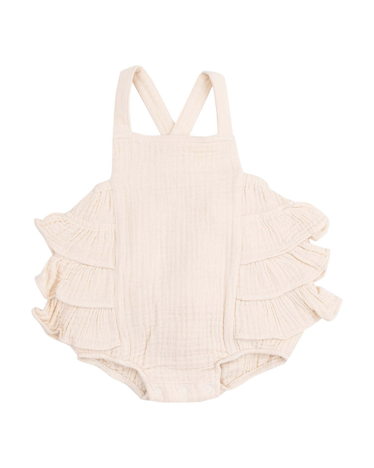 muslin white swan ruffle sunsuit