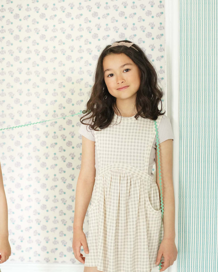 soor ploom dunes dress in gingham print, cloud kids Little