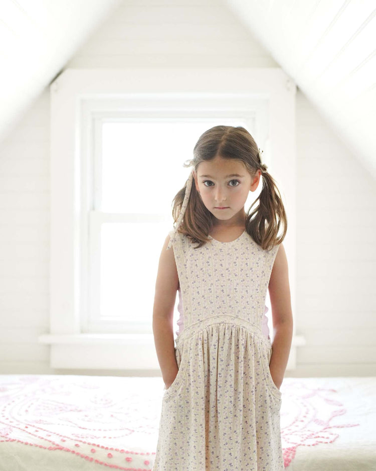 soor ploom dunes dress in flower press print, soy kids Little