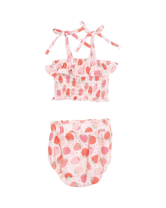 strawberry bliss smocked ruffle top + bloomer