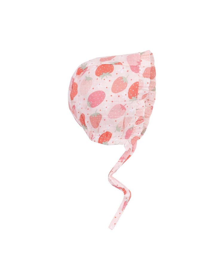 strawberry bliss ruffle bonnet