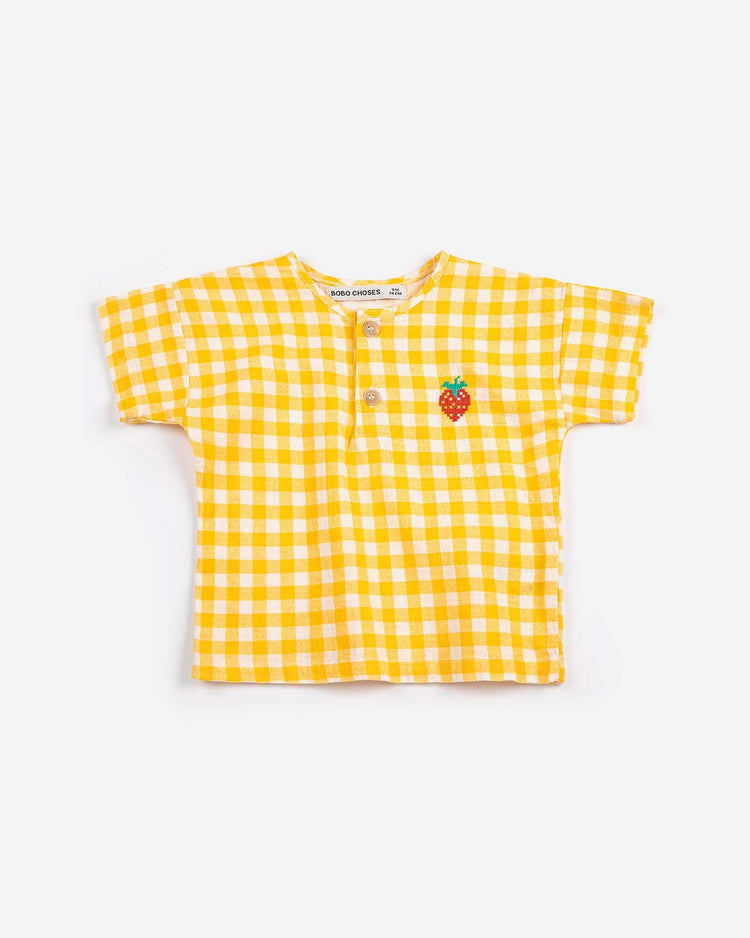 bobo choses pixel strawberry vichy woven blouse baby Little