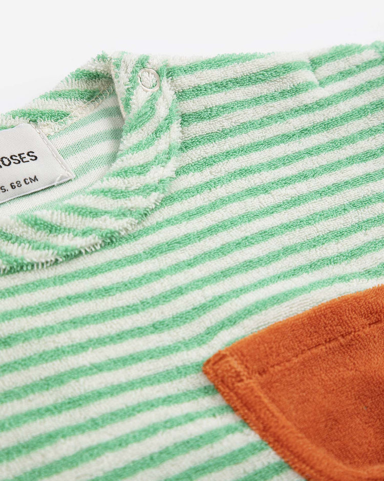 bobo choses green stripes terry cloth t-shirt baby Little