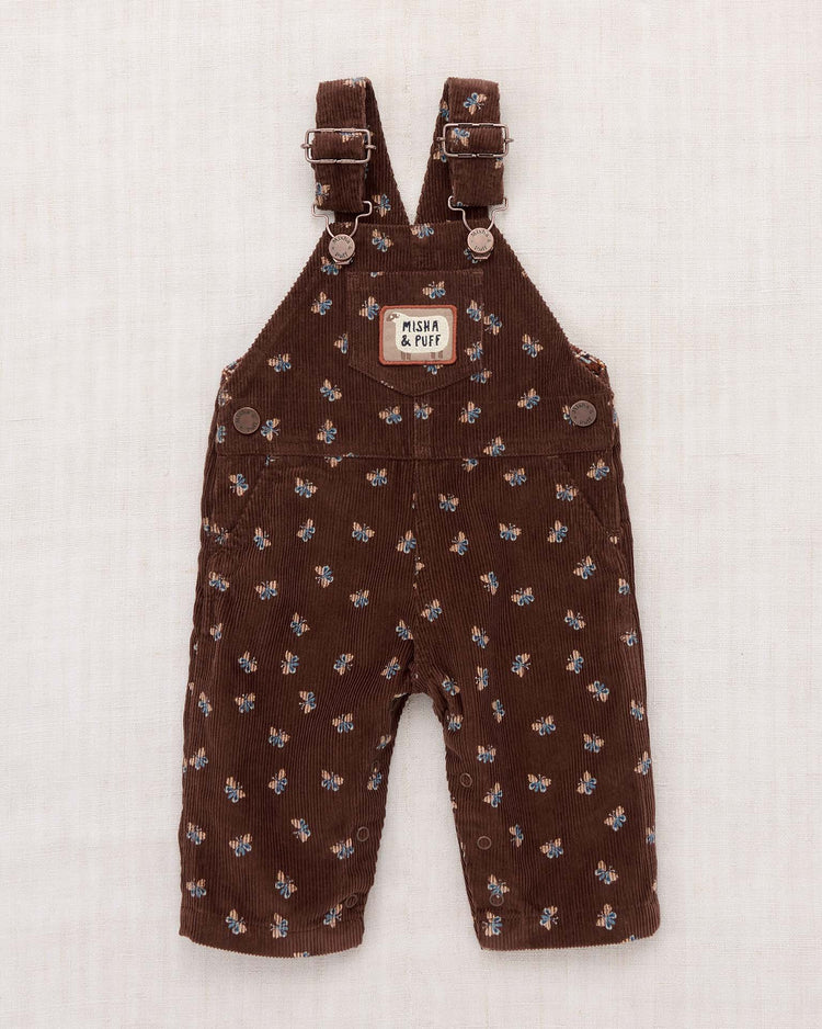baby corduroy carpenter overall in dark roast mariposa