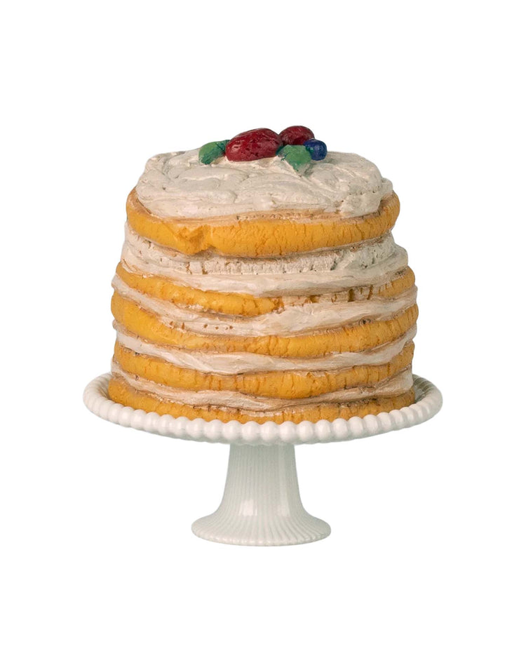 maileg party cake and cake stand, mouse - off white play Little