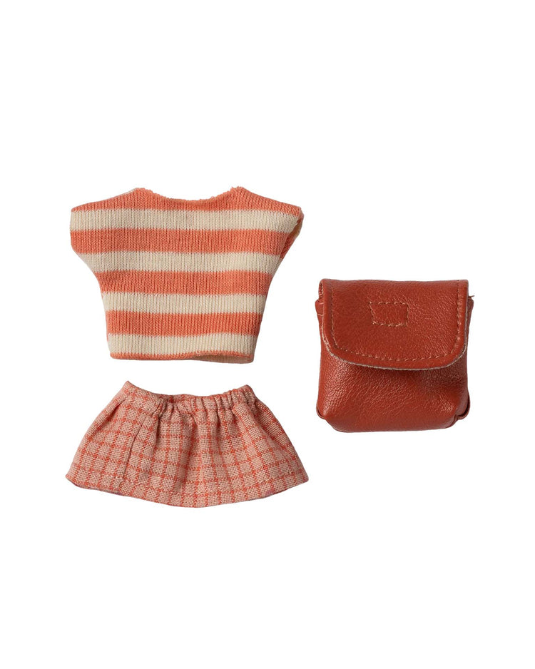maileg clothes and bag, big sister mouse - coral play Little