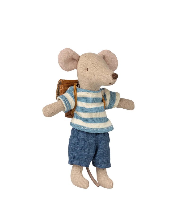 maileg clothes and bag, big brother mouse - brown play Little