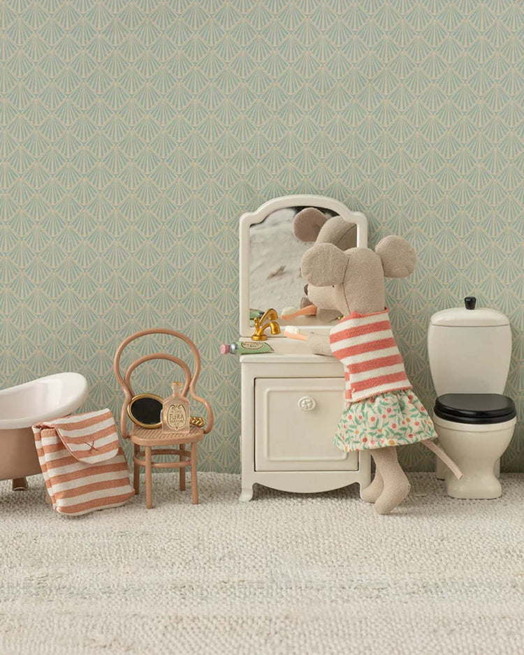 maileg clothes and bag, big sister mouse - green play Little