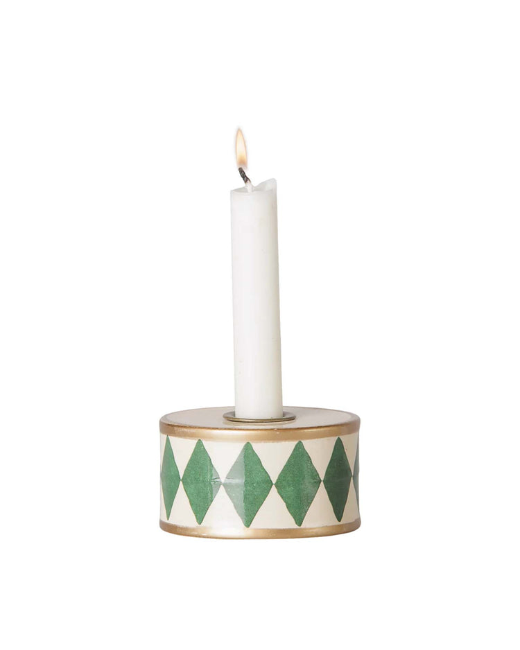 maileg candle holder, drum - green/off white play Little