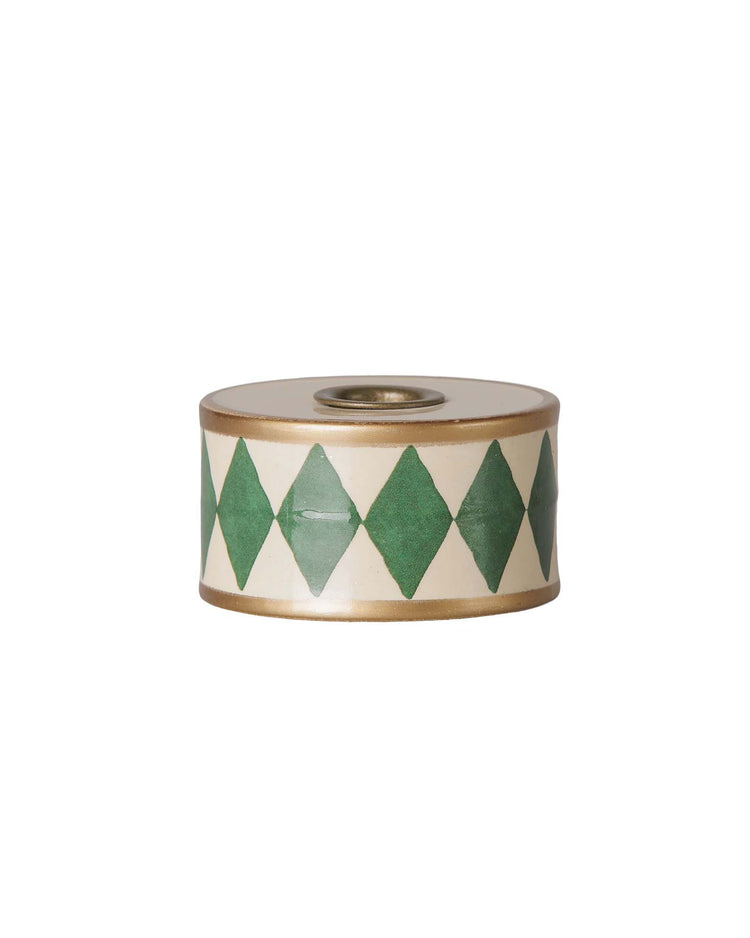 maileg candle holder, drum - green/off white play Little