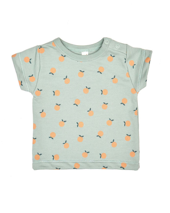 terry top in jade oranges