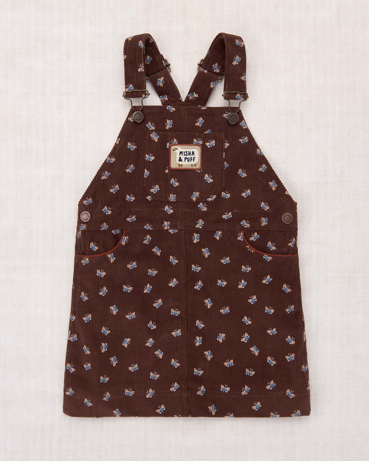 corduroy jumper dress in dark roast mariposa