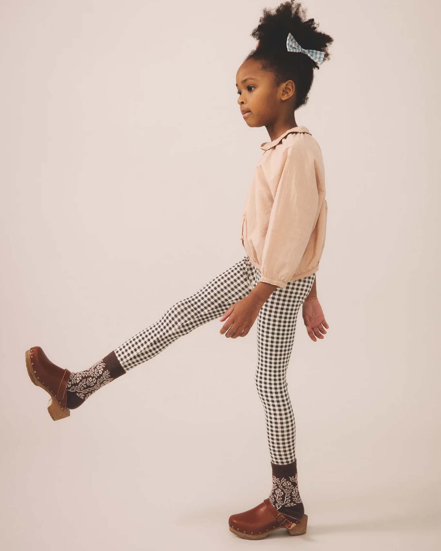 soor ploom stretch legging in gingham print, shale at Little