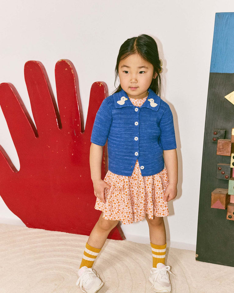 misha + puff duckling cafe cardigan in blue ribbon kids Little
