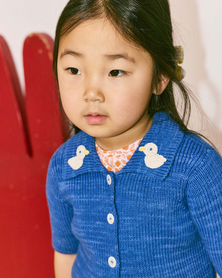 misha + puff duckling cafe cardigan in blue ribbon kids Little
