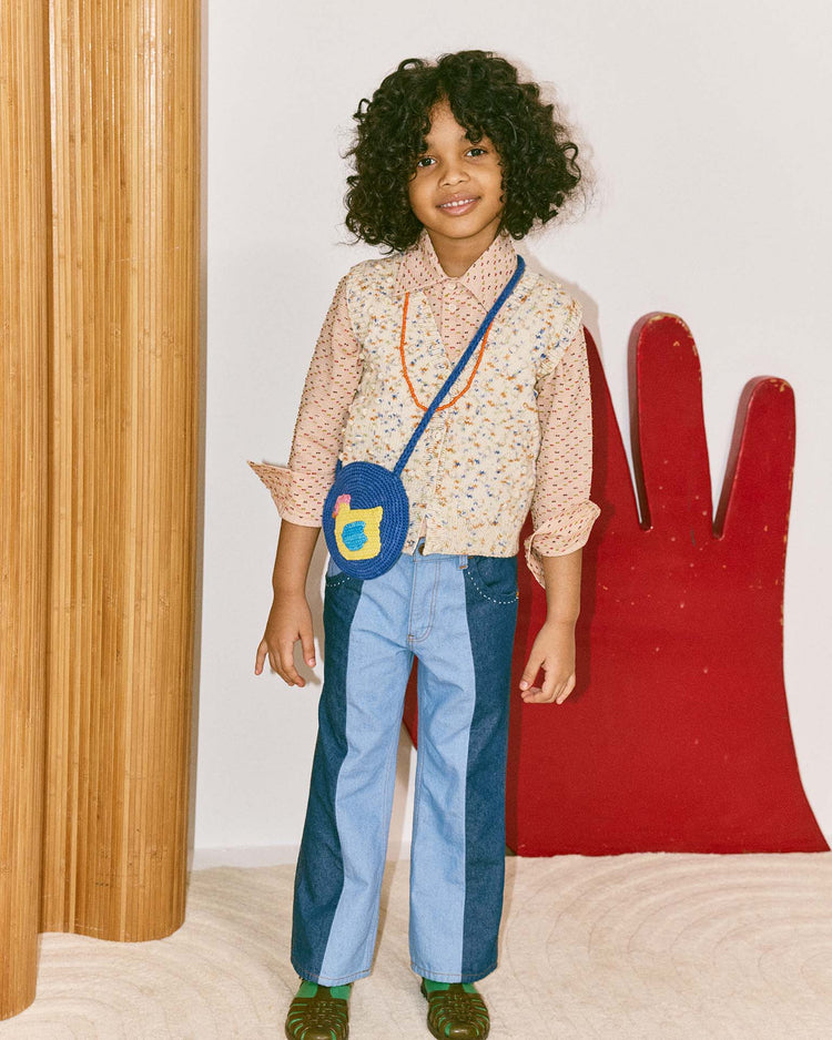 misha + puff hen circle bag in blue ribbon accessories Little