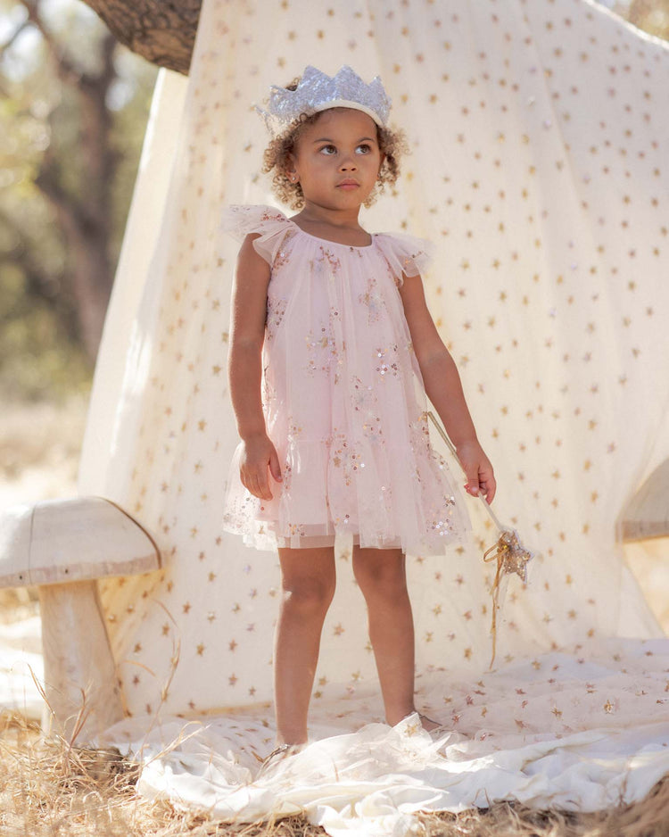 noralee crown + wand in silver sequin kids Little