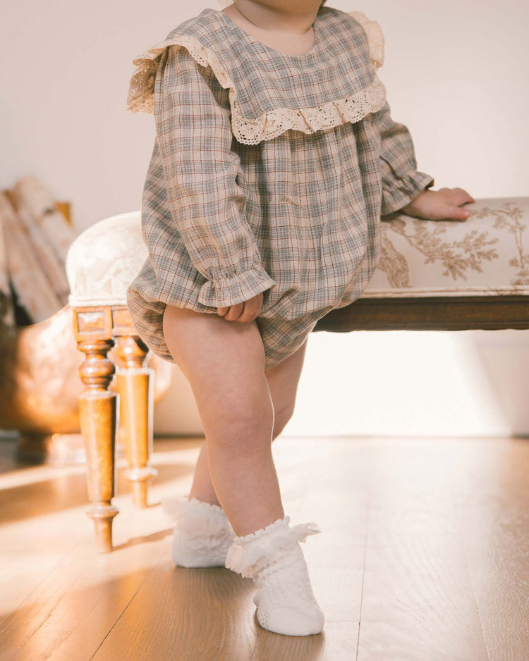 ruffle socks in spice + ivory