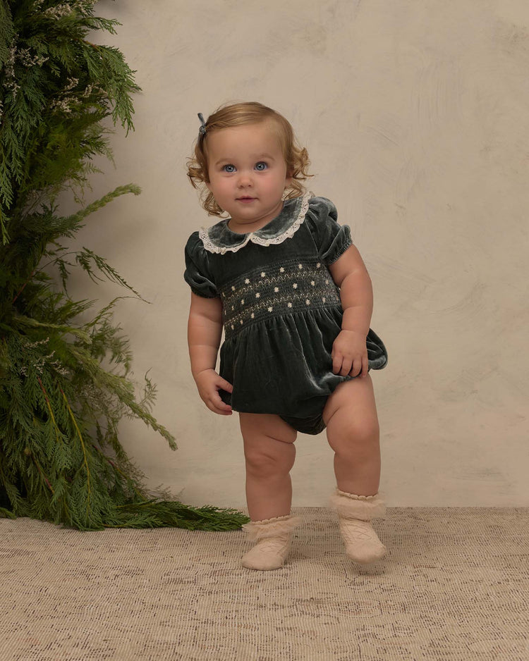 noralee elizabeth romper in green baby Little