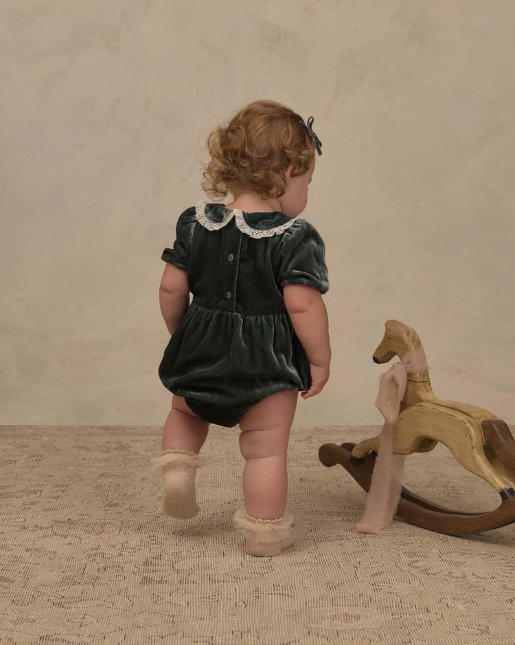 noralee elizabeth romper in green baby Little