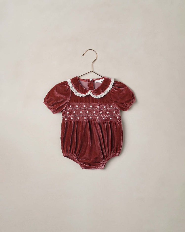 noralee elizabeth romper in ruby baby Little