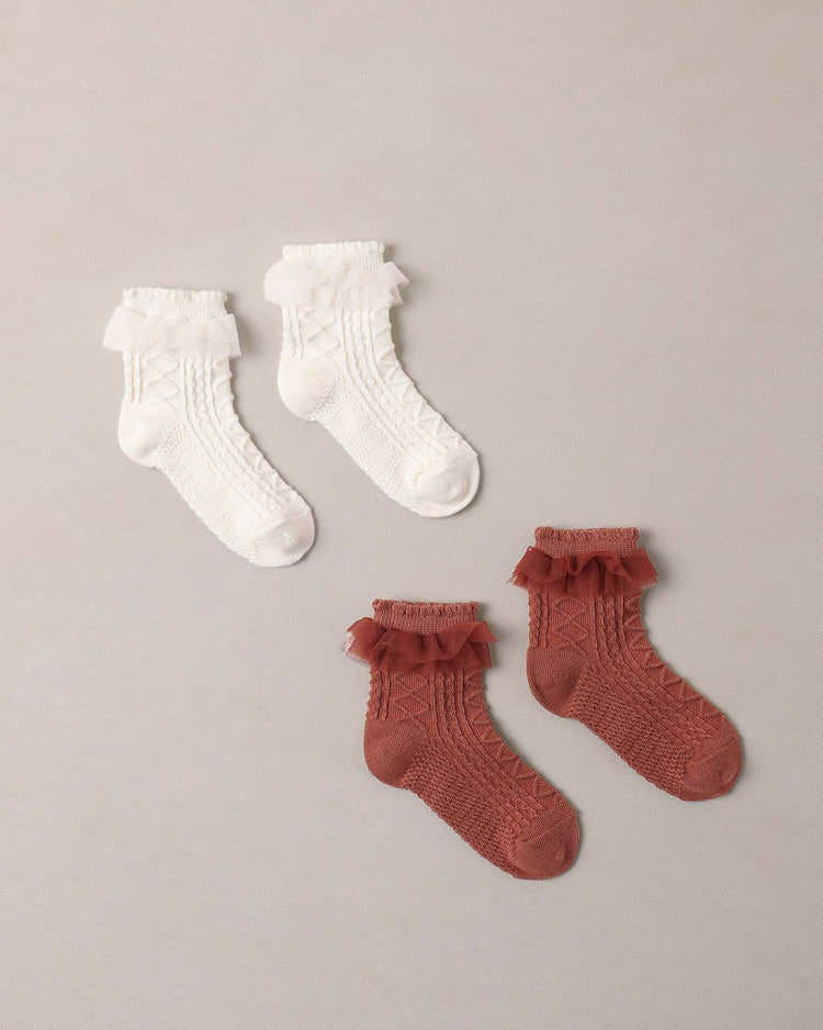 ruffle socks in spice + ivory