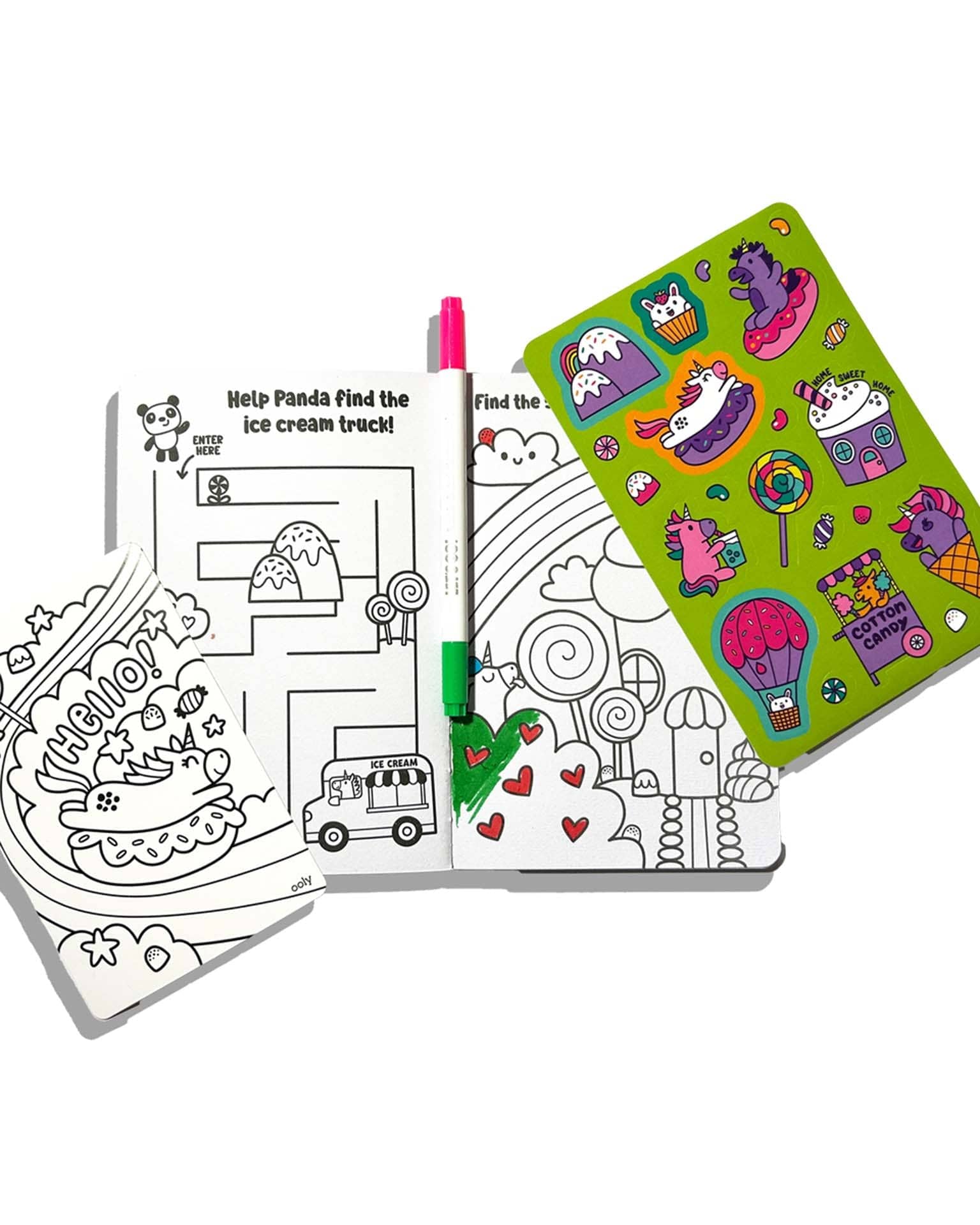 Little ooly play let's go! activity & coloring kit in unicorn candy town