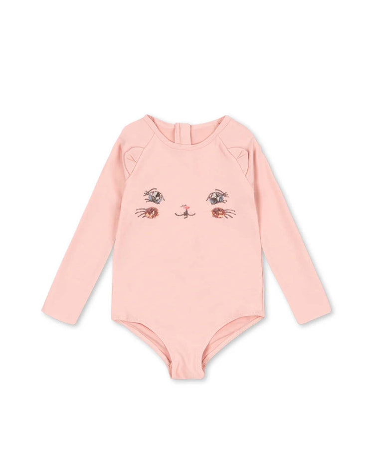 konges sløjd kitty long sleeve swimsuit in powder pink kids Little