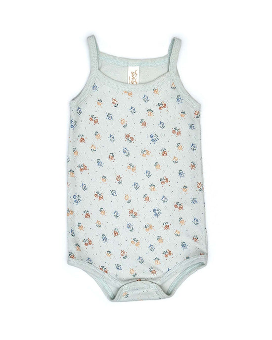pointelle tank onesie in light blue flowers